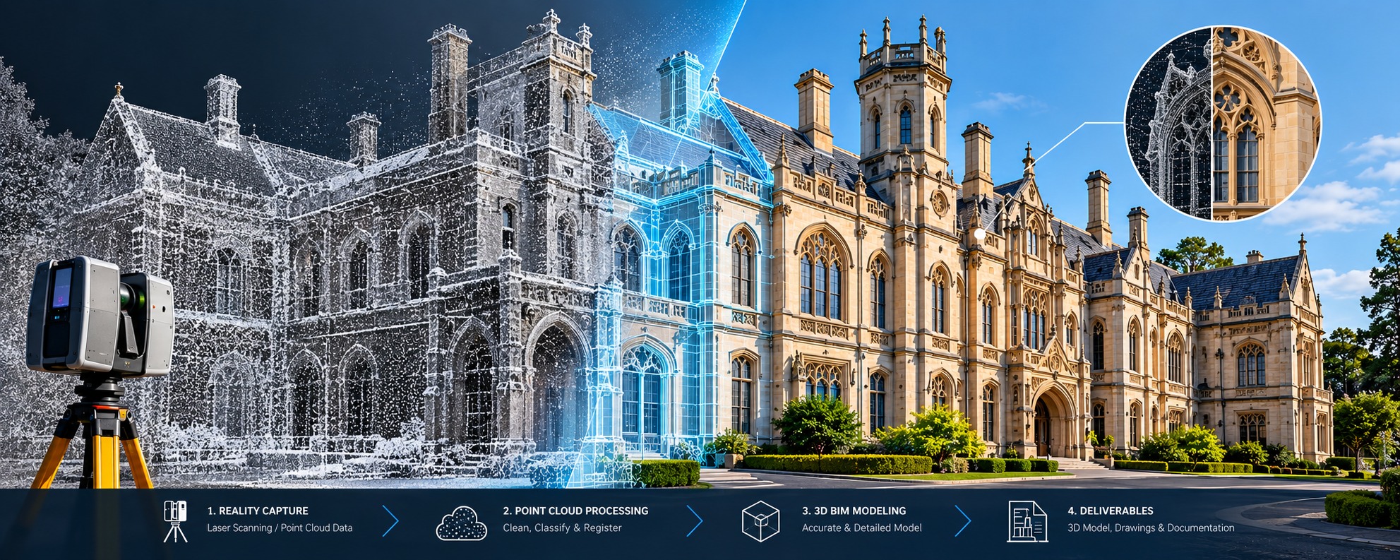 Scan to BIM reality capture and BIM modelling